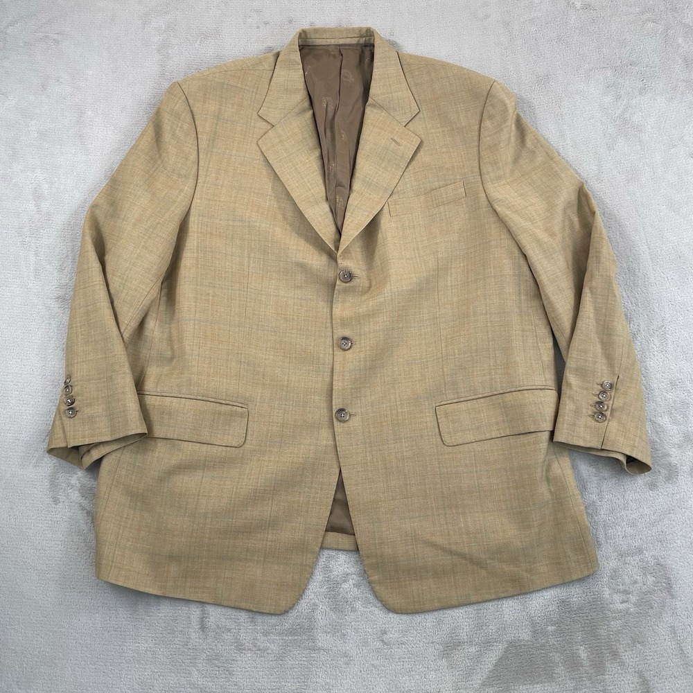 Ermenegildo Zegna Heritage Sport Coat Jacket Blazer Men 46R Tan WindowPane Plaid